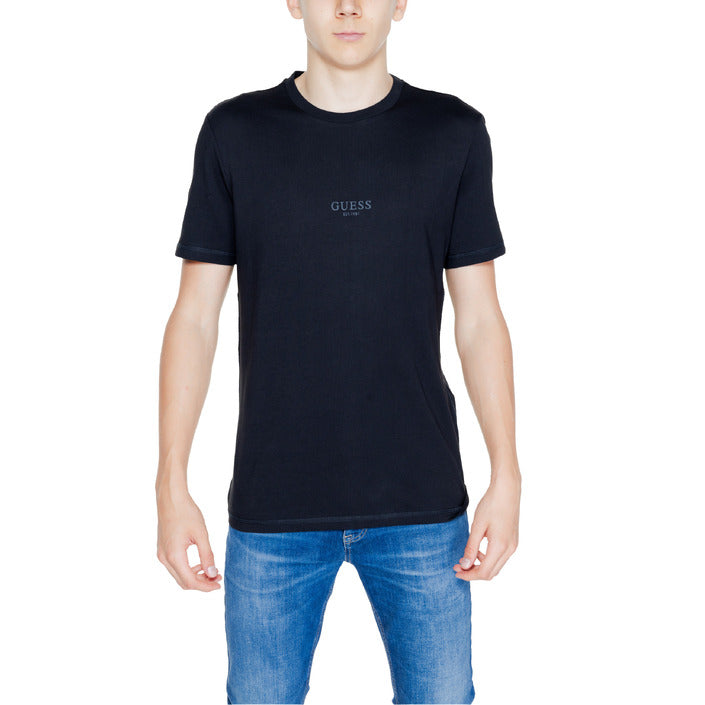 Guess Logo 100% Cotton Crewneck T-Shirt - black