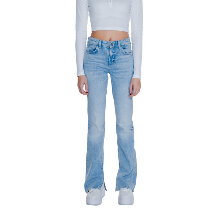 Guess Logo Flared Fit Light Wash Jeans