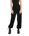 Only Minimalist High Waist Black Baggy Pants Cotton-Rich