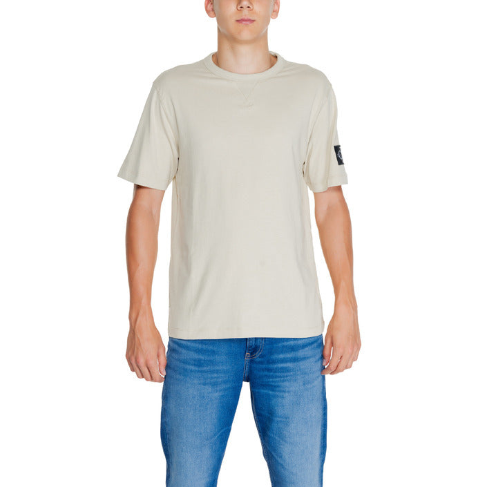 Calvin Klein Jeans Logo 100% Cotton T-Shirt - beige