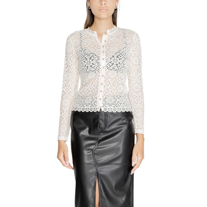 Morgan De Toi White Lace Sheer Shirt