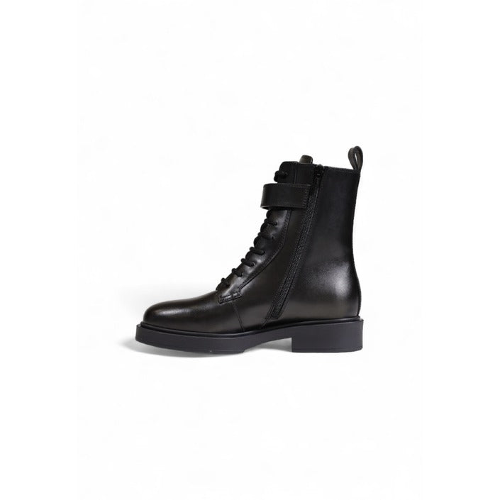 Furla Minimalist Leather Tactical Lace-Up Ankle Boots - Black