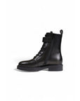 Furla Minimalist Leather Tactical Lace-Up Ankle Boots - Black