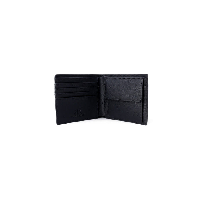 Armani Exchange Logo Monogram Vegan Leather Black Wallet