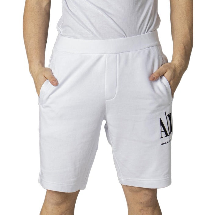 Armani Exchange Logo 100% Cotton White Shorts