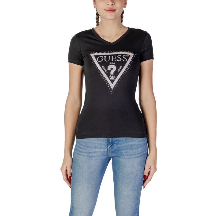 Guess Logo Crewneck Fitted Cotton T-Shirt