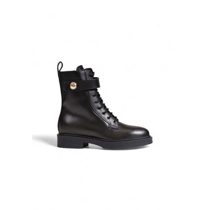 Furla Minimalist Leather Tactical Lace-Up Ankle Boots - Black