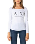 Armani Exchange Logo 100% Cotton Long Sleeve Top - white