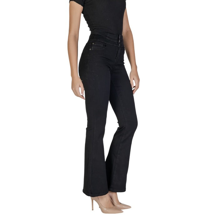 Only Minimalist High Waist Flared Fit Cotton-Blend Black Pants