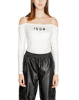 Icon Logo Cold Shoulder Long Sleeve Top Cotton Rich - white