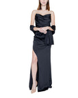 Silence Black Strapless Side Slit Maxi Dress