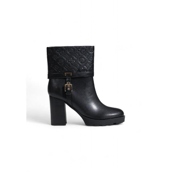 Guess Logo Monogram All Black Vegan Leather Boots