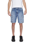 Antony Morato Logo Light Wash Cargo Denim Shorts