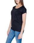 Vila Clothes Minimalist Cotton-Blend Black T-Shirt