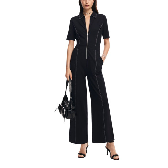 Desigual Collar Midline Zip All Black Jumpsuit