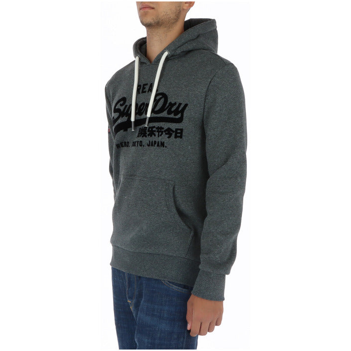 Superdry Logo Cotton-Blend Hooded Pullover - grey