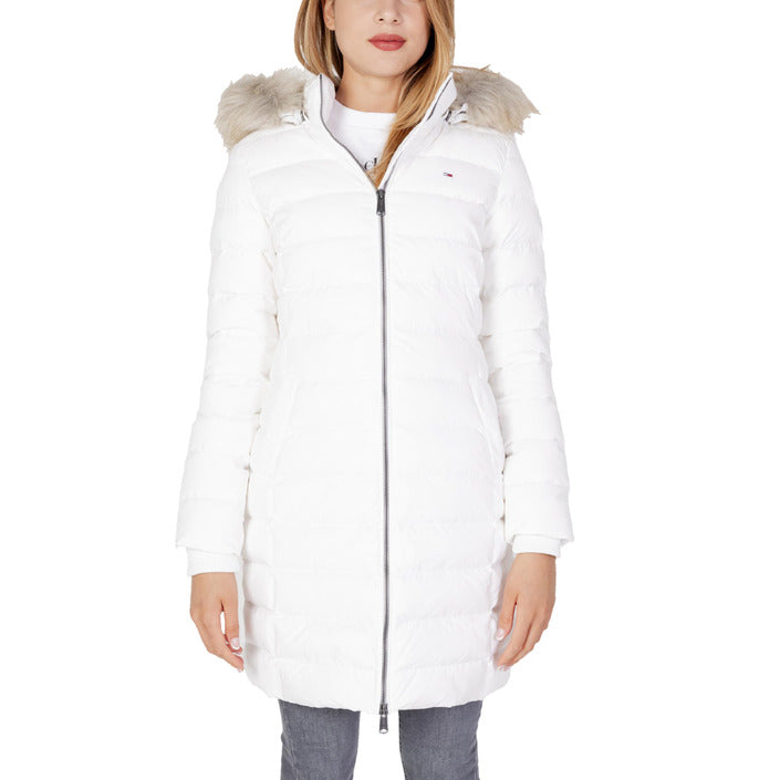 Tommy Hilfiger Jeans Hooded Puffer Longline Jacket - white
