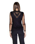 Morgan De Toi Black Lace Long Sleeve Top