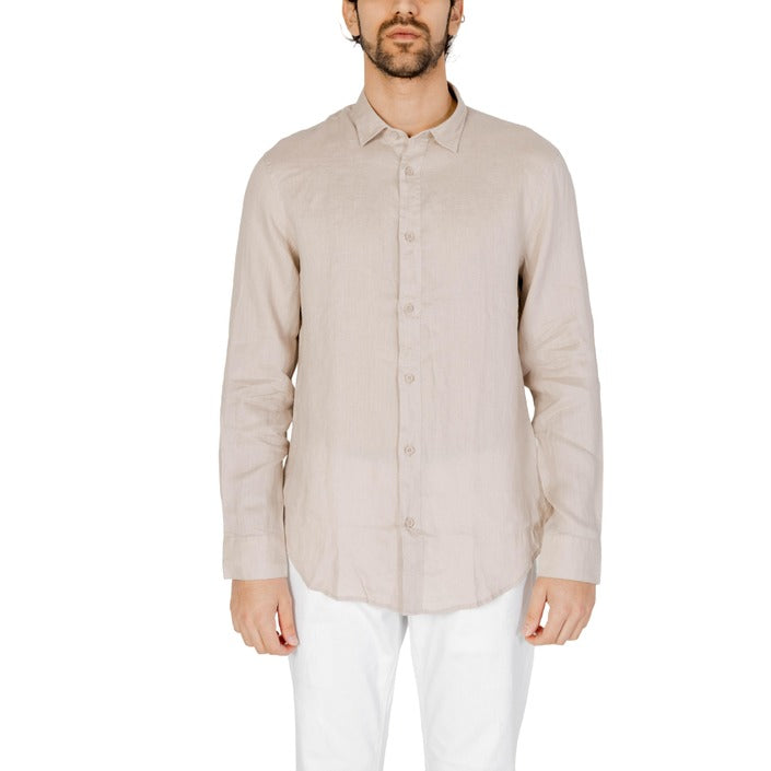 Armani Exchange Minimalist Pure Linen Shirt - beige