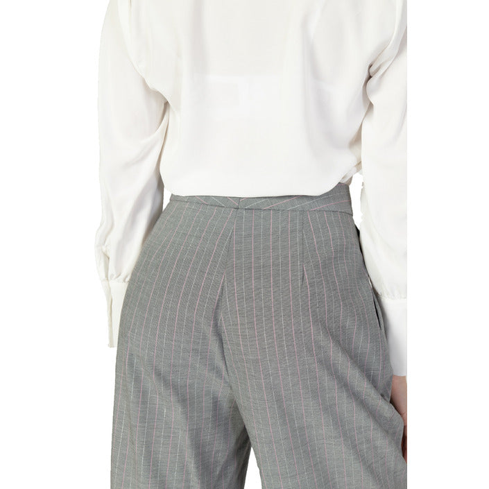 Rinascimento High Waist Grey Striped Wide Leg Suit Pants