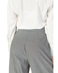 Rinascimento High Waist Grey Striped Wide Leg Suit Pants