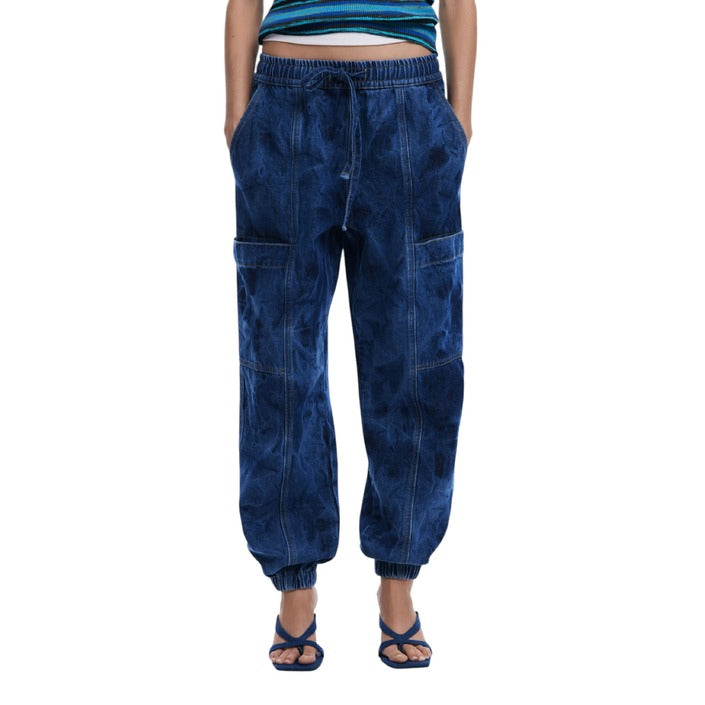 Desigual Medium Blue Cargo Baggy Jogger Denim Jeans