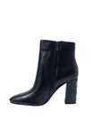 Guess Logo Leather Ankle Boots With Block Heel