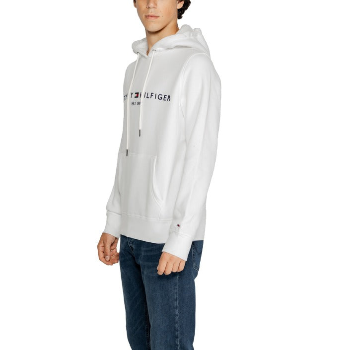 Tommy Hilfiger Jeans Logo White Cotton-Blend Hooded Pullover