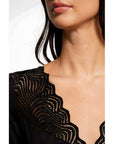Morgan De Toi Minimalist Lace Long Sleeve Top