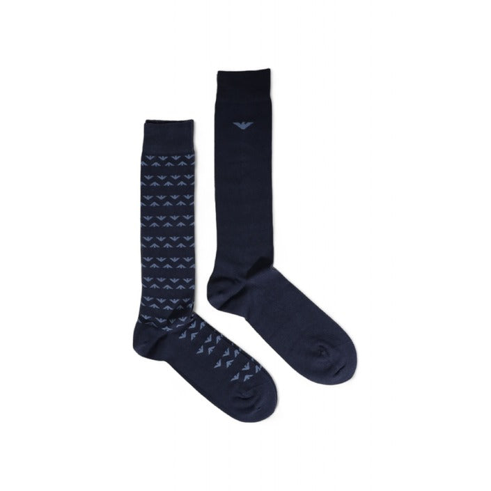 Emporio Armani Logo 100% Cotton High Socks - 2 Pack