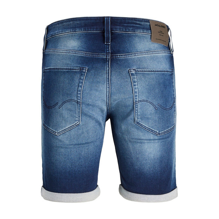 Jack & Jones Distressed Medium Wash Rolled Hem Denim Shorts