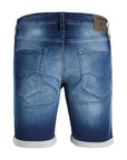 Jack & Jones Distressed Medium Wash Rolled Hem Denim Shorts