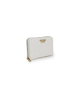 Guess Logo White Vegan Leather Zip Clutch Purse