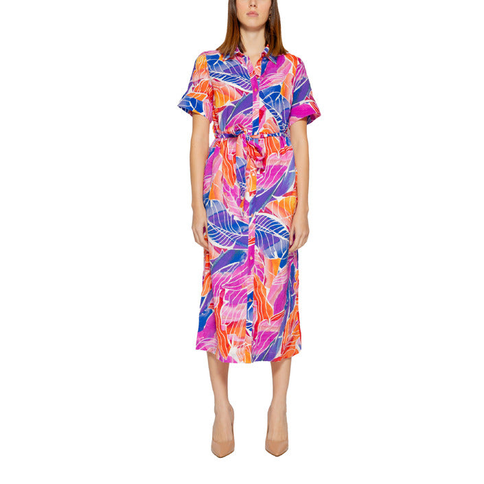 Vila Clothes Waist-Tie Summer Floral Midi Dress