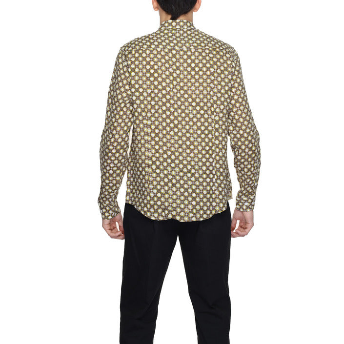 Gianni Lupo Geometric Short Collar 100% Linen Shirt