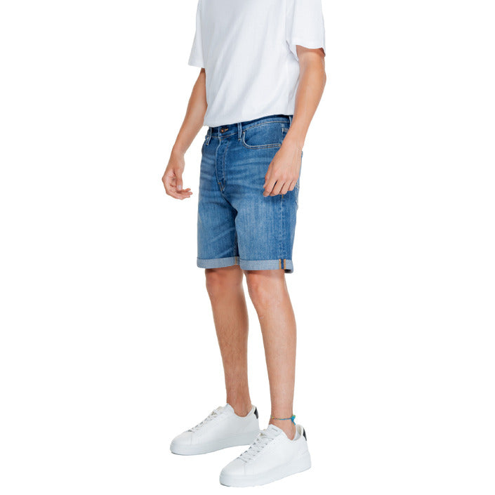 Jack & Jones Logo Rolled Hem Light Wash Denim Shorts