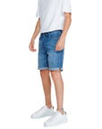 Jack & Jones Logo Rolled Hem Light Wash Denim Shorts