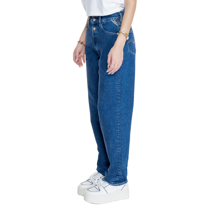 Replay Logo Indigo Blue Baggy Jeans