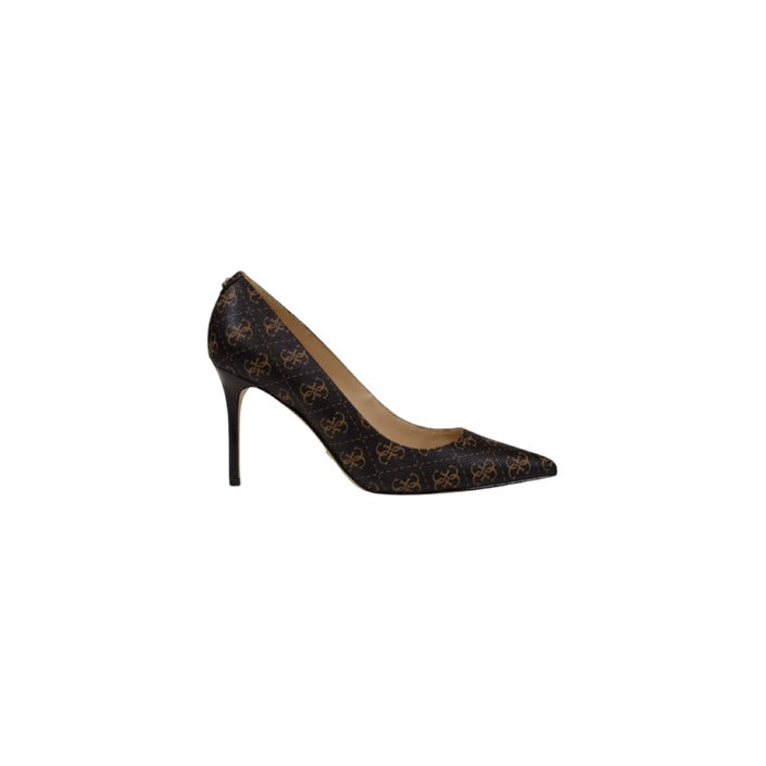 Guess Logo Monogram Vegan Leather Pointed Toe Court Heels