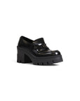 Calvin Klein Logo Genuine Leather All Black Block Heel Moccasin