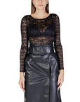 Morgan De Toi Black Floral Lace Long Sleeve Top