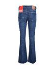 Diesel Logo Distressed Flared Fit Mid-Blue Jeans
