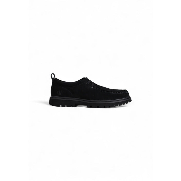 Calvin Klein Minimalist Suede Leather All Black Lace-Up Moccasin