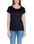 Vila Clothes Minimalist Cotton-Blend Black T-Shirt