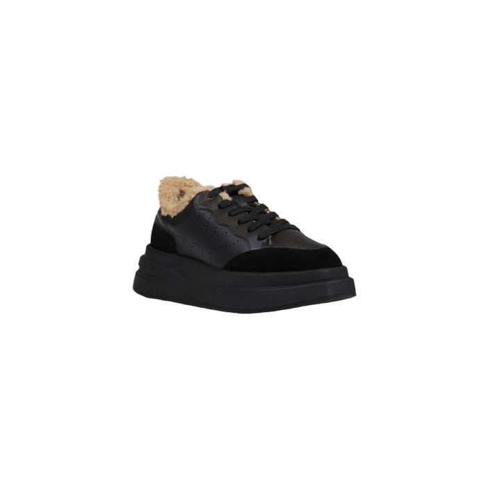 Ash Logo Faux Fur Lined Genuine Leather Chunky Sole Low Top Lace-Up Sneakers