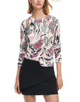 Desigual Floral Linen Blend Knit Top & Sweater