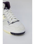 New Balance Logo Leather High Top Lace Up Sneakers - white and purple accents