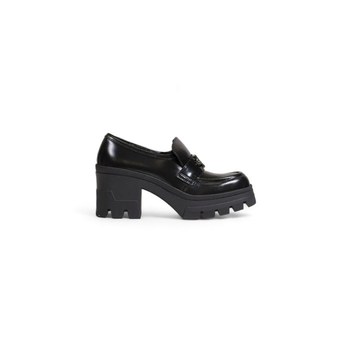 Calvin Klein Logo Genuine Leather All Black Block Heel Moccasin