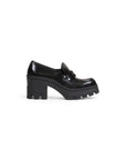 Calvin Klein Logo Genuine Leather All Black Block Heel Moccasin