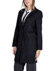 Only All Black Padded Shoulder Longline Coat